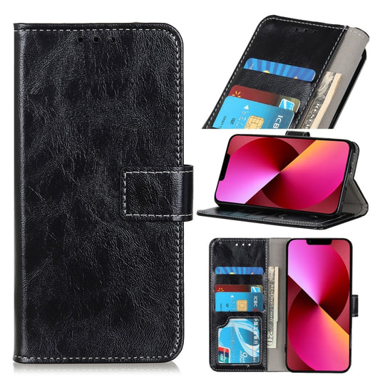 For iPhone 13 Retro Crazy Horse Texture Horizontal Flip Leather Case with Holder & Card Slots & Photo Frame & Wallet(Black) - iPhone 13 Cases by buy2fix | Online Shopping UK | buy2fix