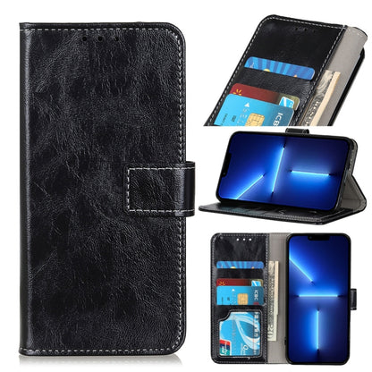 For iPhone 13 Pro Max Retro Crazy Horse Texture Horizontal Flip Leather Case with Holder & Card Slots & Photo Frame & Wallet (Black) by buy2fix