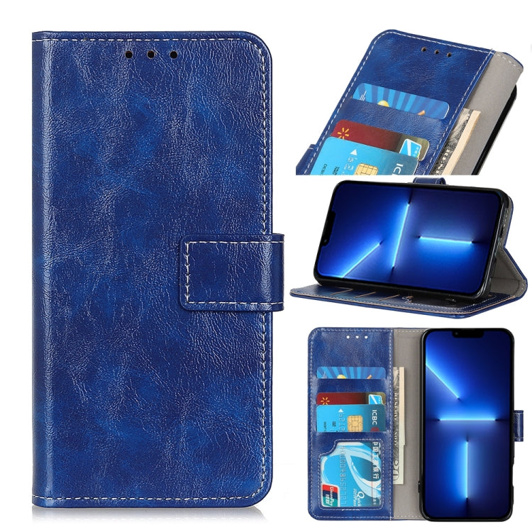 For iPhone 13 Pro Max Retro Crazy Horse Texture Horizontal Flip Leather Case with Holder & Card Slots & Photo Frame & Wallet (Blue) by buy2fix