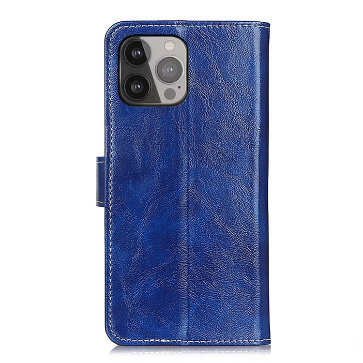 For iPhone 13 Pro Max Retro Crazy Horse Texture Horizontal Flip Leather Case with Holder & Card Slots & Photo Frame & Wallet (Blue) by buy2fix