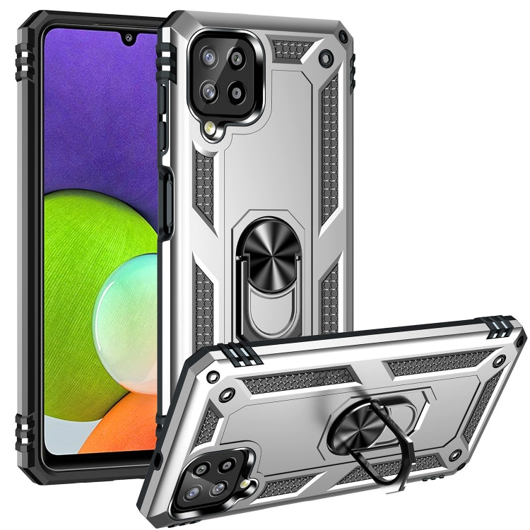 For Samsung Galaxy A22 4G Shockproof TPU + PC Protective Case with 360 Degree Rotating Holder(Silver) by buy2fix