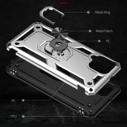 For Samsung Galaxy A22 4G Shockproof TPU + PC Protective Case with 360 Degree Rotating Holder(Silver) by buy2fix