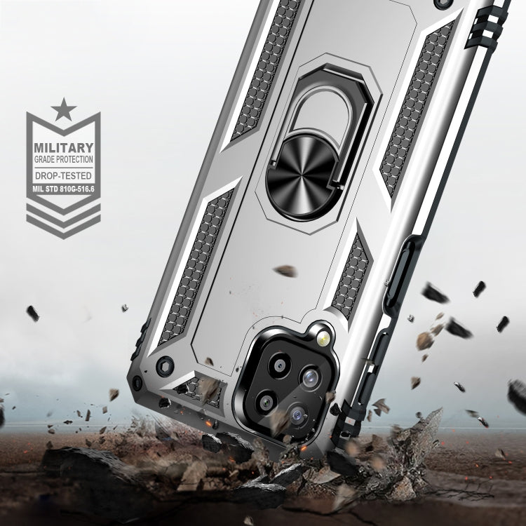 For Samsung Galaxy A22 4G Shockproof TPU + PC Protective Case with 360 Degree Rotating Holder(Silver) by buy2fix