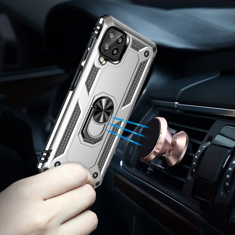 For Samsung Galaxy A22 4G Shockproof TPU + PC Protective Case with 360 Degree Rotating Holder(Silver) by buy2fix
