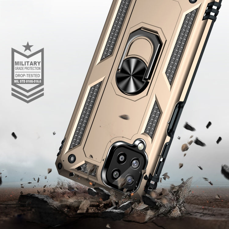 For Samsung Galaxy A22 4G Shockproof TPU + PC Protective Case with 360 Degree Rotating Holder(Gold) by buy2fix