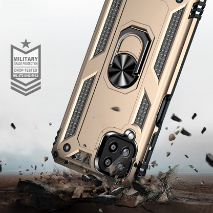 For Samsung Galaxy A22 4G Shockproof TPU + PC Protective Case with 360 Degree Rotating Holder(Gold) by buy2fix