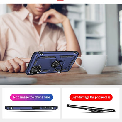 For Samsung Galaxy A22 4G Shockproof TPU + PC Protective Case with 360 Degree Rotating Holder(Blue) by buy2fix