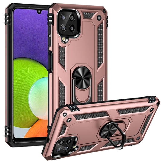 For Samsung Galaxy A22 4G Shockproof TPU + PC Protective Case with 360 Degree Rotating Holder(Rose Gold) by buy2fix