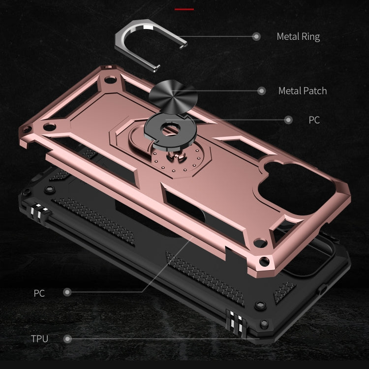 For Samsung Galaxy A22 4G Shockproof TPU + PC Protective Case with 360 Degree Rotating Holder(Rose Gold) by buy2fix