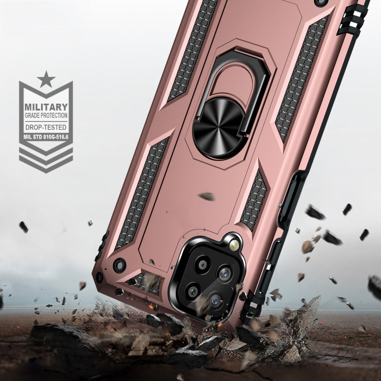 For Samsung Galaxy A22 4G Shockproof TPU + PC Protective Case with 360 Degree Rotating Holder(Rose Gold) by buy2fix