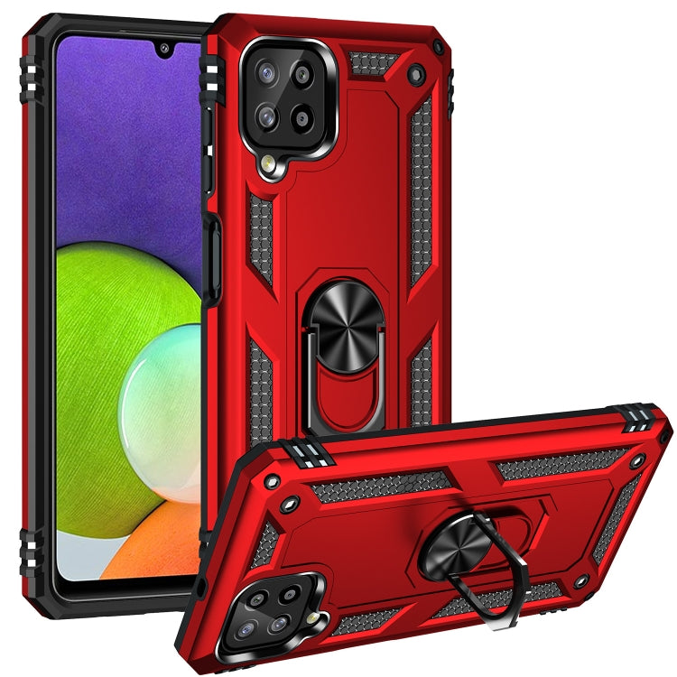 For Samsung Galaxy A22 4G Shockproof TPU + PC Protective Case with 360 Degree Rotating Holder(Red) by buy2fix