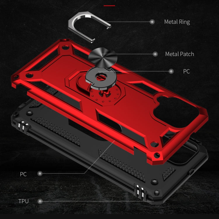 For Samsung Galaxy A22 4G Shockproof TPU + PC Protective Case with 360 Degree Rotating Holder(Red) by buy2fix