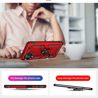 For Samsung Galaxy A22 4G Shockproof TPU + PC Protective Case with 360 Degree Rotating Holder(Red) by buy2fix