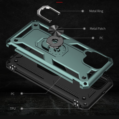 For Samsung Galaxy A22 4G Shockproof TPU + PC Protective Case with 360 Degree Rotating Holder(Dark Green) by buy2fix