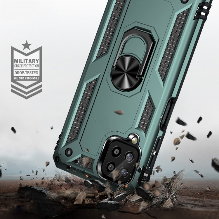 For Samsung Galaxy A22 4G Shockproof TPU + PC Protective Case with 360 Degree Rotating Holder(Dark Green) by buy2fix