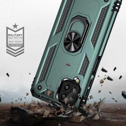 For Samsung Galaxy A22 4G Shockproof TPU + PC Protective Case with 360 Degree Rotating Holder(Dark Green) by buy2fix