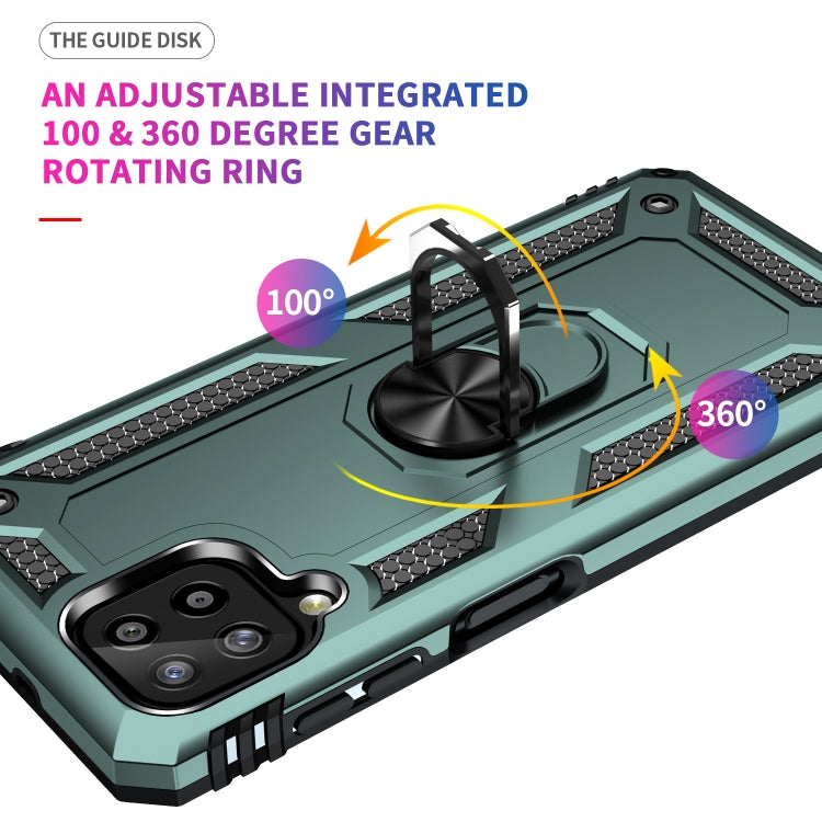 For Samsung Galaxy A22 4G Shockproof TPU + PC Protective Case with 360 Degree Rotating Holder(Dark Green) by buy2fix