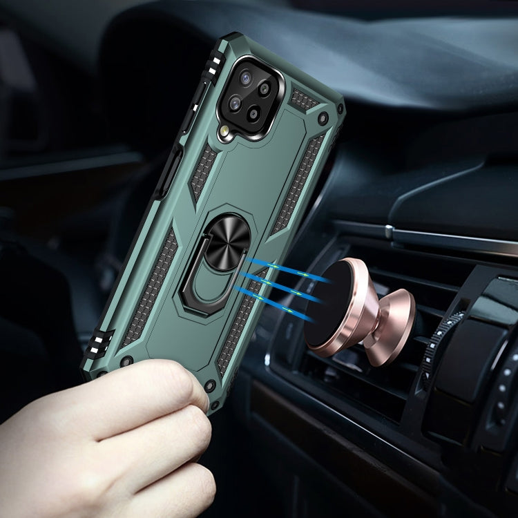 For Samsung Galaxy A22 4G Shockproof TPU + PC Protective Case with 360 Degree Rotating Holder(Dark Green) by buy2fix