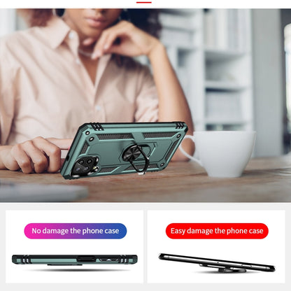 For Samsung Galaxy A22 4G Shockproof TPU + PC Protective Case with 360 Degree Rotating Holder(Dark Green) by buy2fix