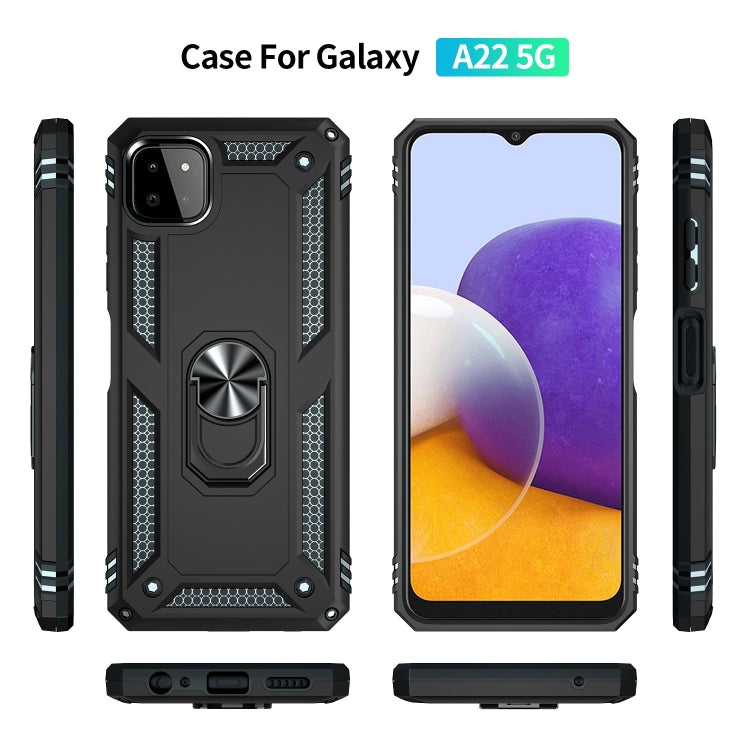 For Samsung Galaxy A22 5G Shockproof TPU + PC Protective Case with 360 Degree Rotating Holder(Black) by buy2fix