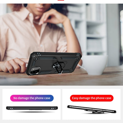 For Samsung Galaxy A22 5G Shockproof TPU + PC Protective Case with 360 Degree Rotating Holder(Black) by buy2fix