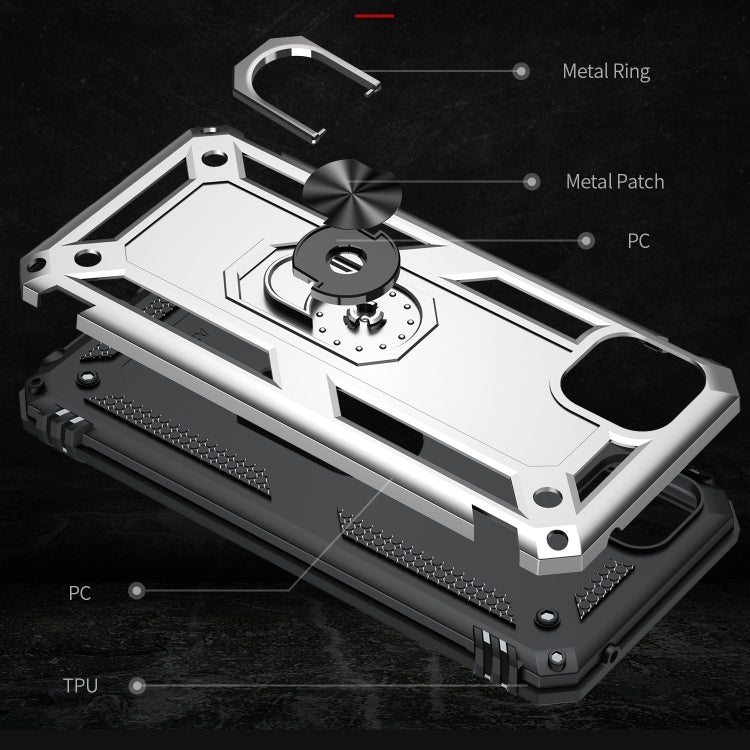 For Samsung Galaxy A22 5G Shockproof TPU + PC Protective Case with 360 Degree Rotating Holder(Silver) by buy2fix