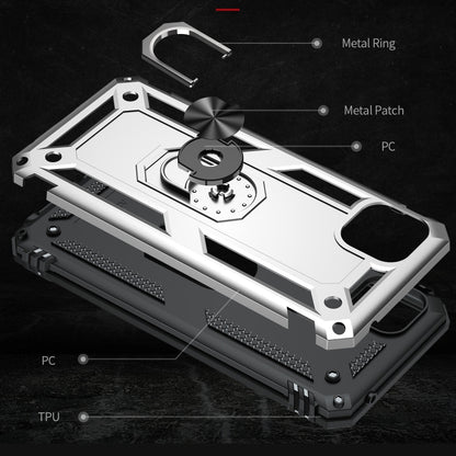 For Samsung Galaxy A22 5G Shockproof TPU + PC Protective Case with 360 Degree Rotating Holder(Silver) by buy2fix