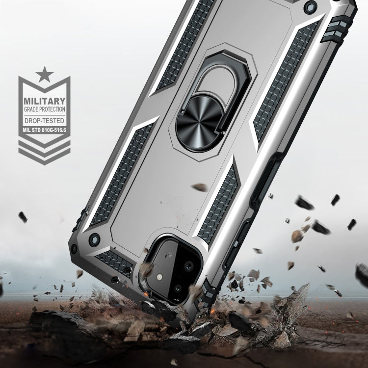 For Samsung Galaxy A22 5G Shockproof TPU + PC Protective Case with 360 Degree Rotating Holder(Silver) by buy2fix