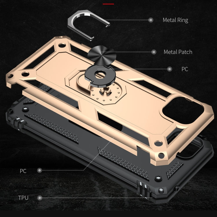 For Samsung Galaxy A22 5G Shockproof TPU + PC Protective Case with 360 Degree Rotating Holder(Gold) by buy2fix