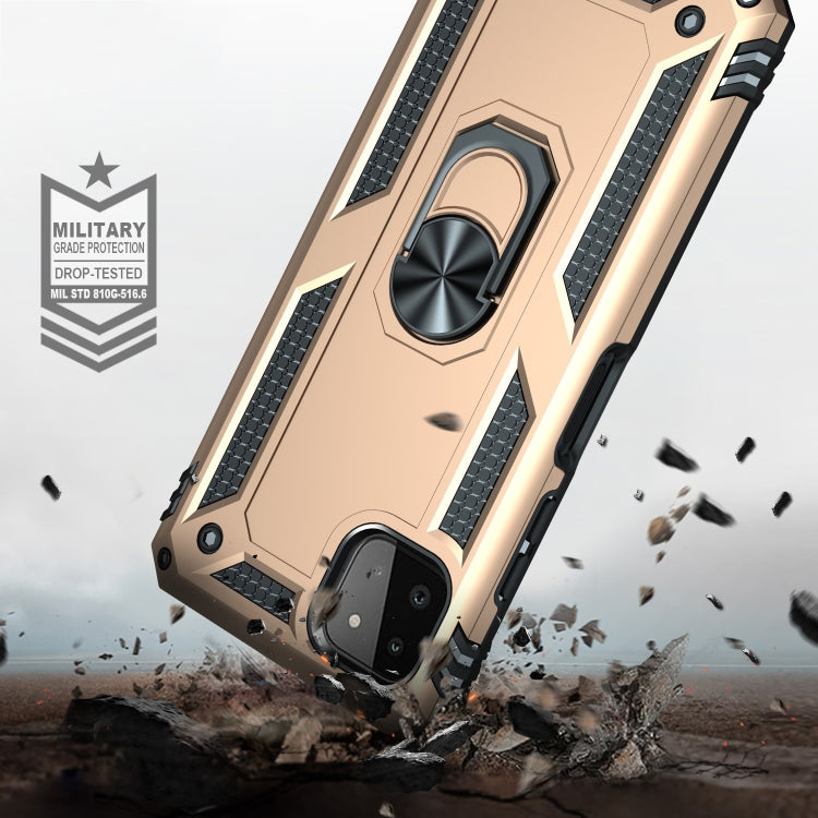 For Samsung Galaxy A22 5G Shockproof TPU + PC Protective Case with 360 Degree Rotating Holder(Gold) by buy2fix