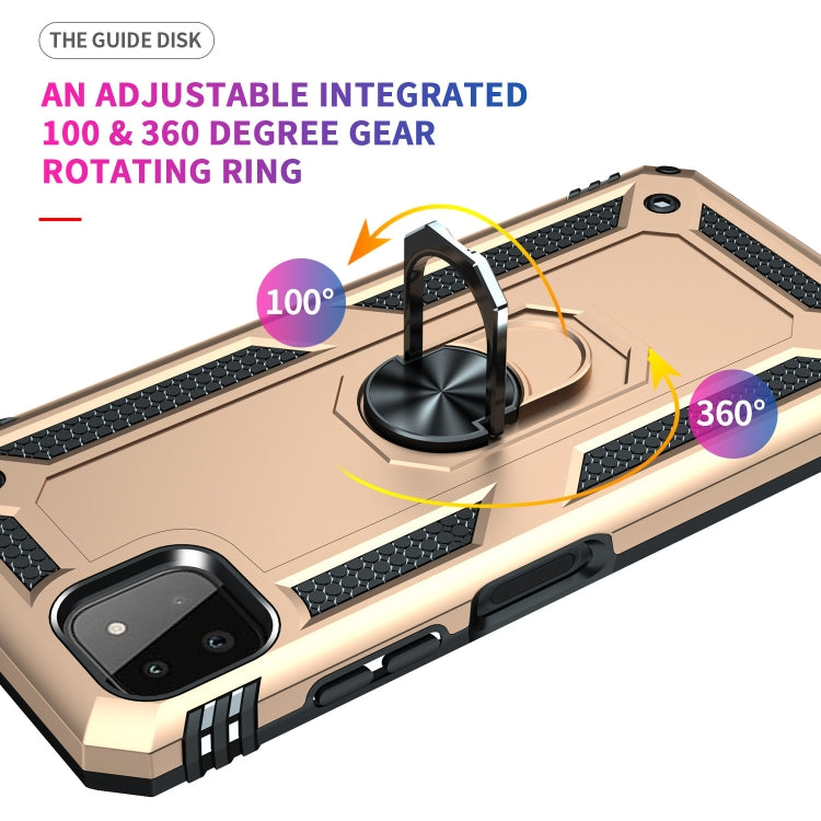 For Samsung Galaxy A22 5G Shockproof TPU + PC Protective Case with 360 Degree Rotating Holder(Gold) by buy2fix