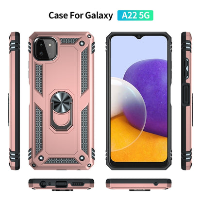 For Samsung Galaxy A22 5G Shockproof TPU + PC Protective Case with 360 Degree Rotating Holder(Rose Gold) by buy2fix