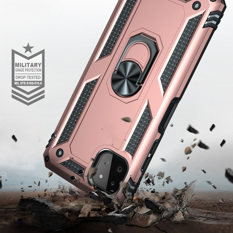 For Samsung Galaxy A22 5G Shockproof TPU + PC Protective Case with 360 Degree Rotating Holder(Rose Gold) by buy2fix