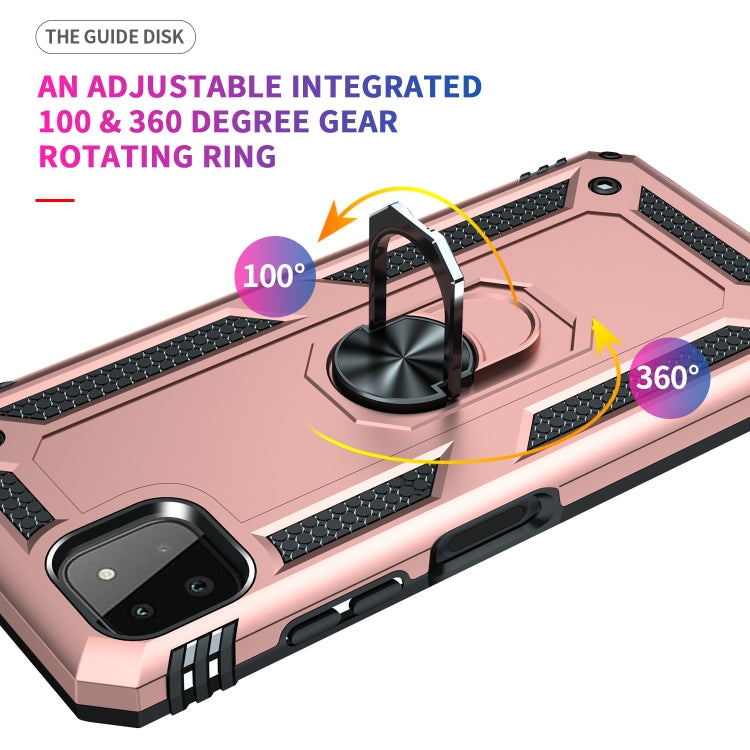 For Samsung Galaxy A22 5G Shockproof TPU + PC Protective Case with 360 Degree Rotating Holder(Rose Gold) by buy2fix