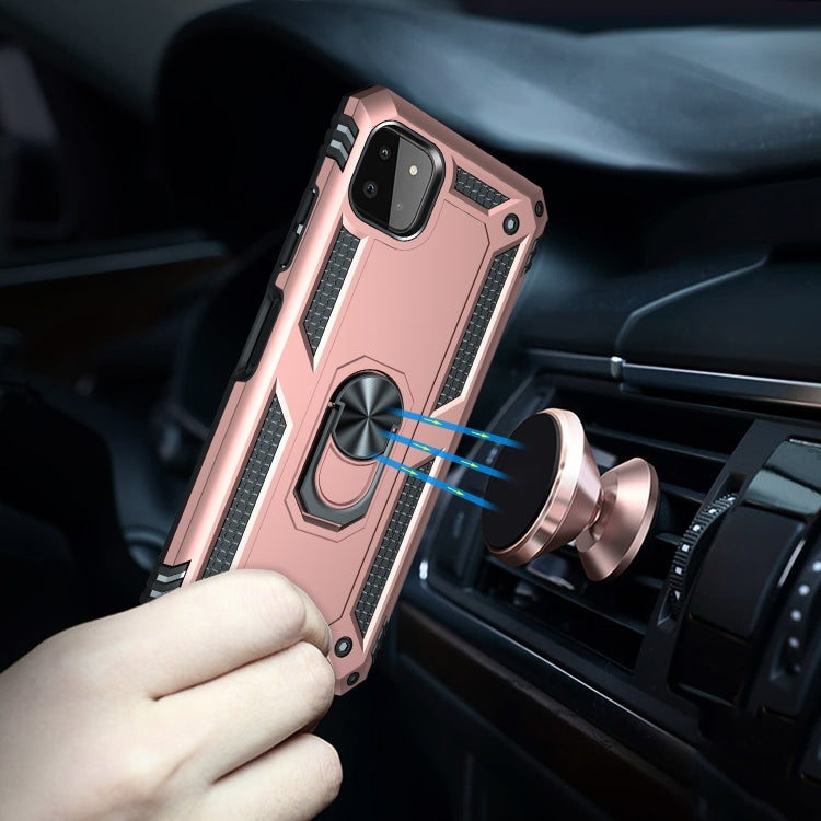 For Samsung Galaxy A22 5G Shockproof TPU + PC Protective Case with 360 Degree Rotating Holder(Rose Gold) by buy2fix