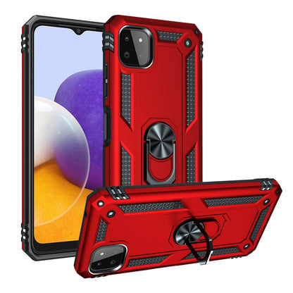 For Samsung Galaxy A22 5G Shockproof TPU + PC Protective Case with 360 Degree Rotating Holder(Red) by buy2fix