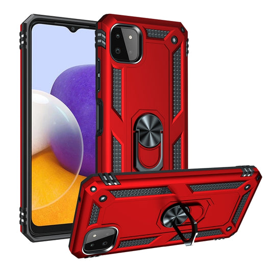 For Samsung Galaxy A22 5G Shockproof TPU + PC Protective Case with 360 Degree Rotating Holder(Red) by buy2fix