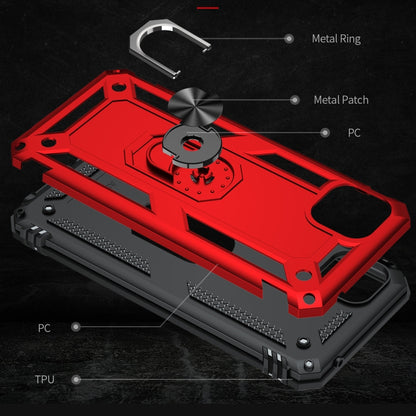 For Samsung Galaxy A22 5G Shockproof TPU + PC Protective Case with 360 Degree Rotating Holder(Red) by buy2fix