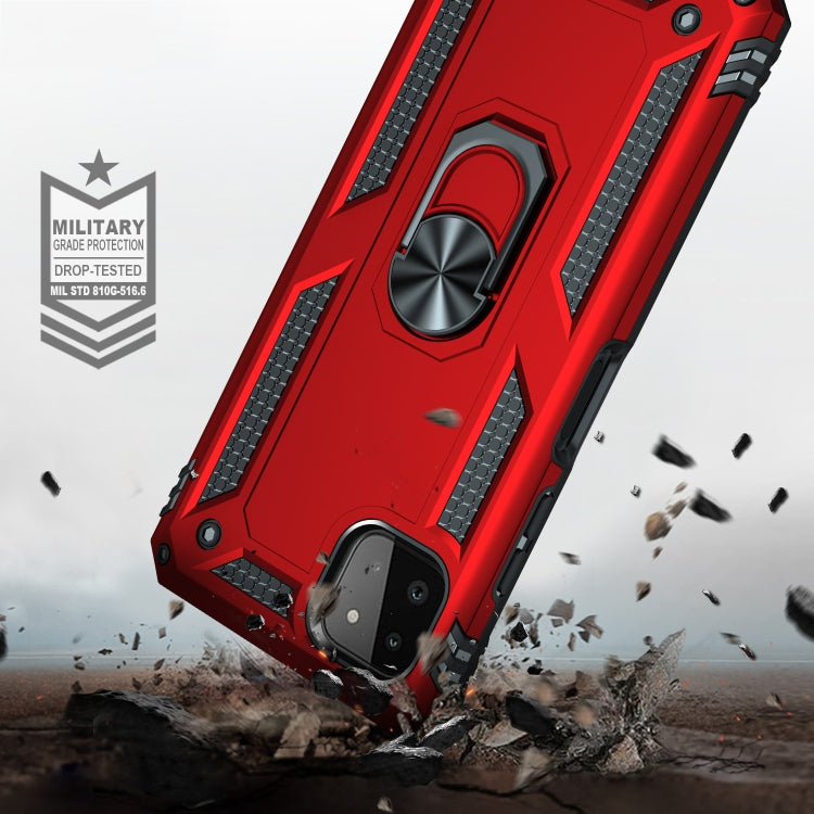 For Samsung Galaxy A22 5G Shockproof TPU + PC Protective Case with 360 Degree Rotating Holder(Red) by buy2fix