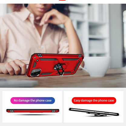 For Samsung Galaxy A22 5G Shockproof TPU + PC Protective Case with 360 Degree Rotating Holder(Red) by buy2fix