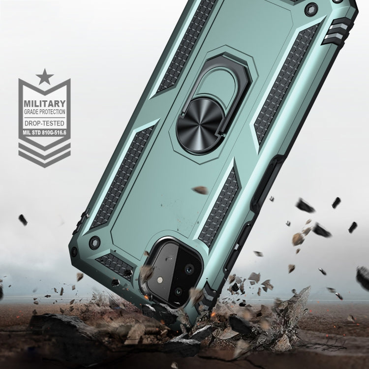 For Samsung Galaxy A22 5G Shockproof TPU + PC Protective Case with 360 Degree Rotating Holder(Dark Green) by buy2fix