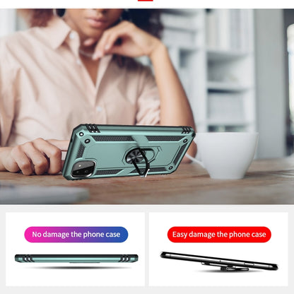 For Samsung Galaxy A22 5G Shockproof TPU + PC Protective Case with 360 Degree Rotating Holder(Dark Green) by buy2fix