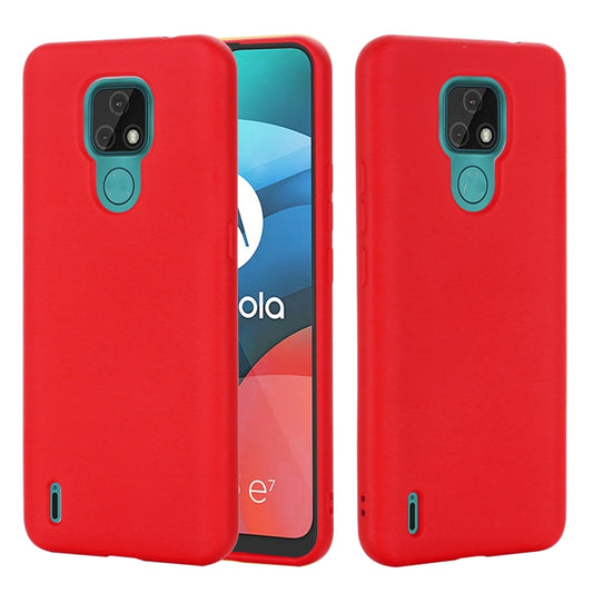 For Motorola Moto E7 2020 Pure Color Liquid Silicone Shockproof Full Coverage Case(Red) - Motorola Cases by buy2fix | Online Shopping UK | buy2fix