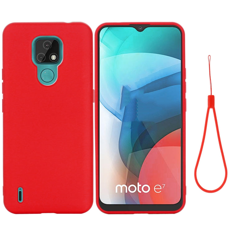 For Motorola Moto E7 2020 Pure Color Liquid Silicone Shockproof Full Coverage Case(Red) - Motorola Cases by buy2fix | Online Shopping UK | buy2fix