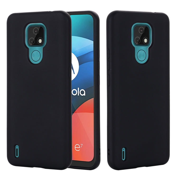 For Motorola Moto E7 2020 Pure Color Liquid Silicone Shockproof Full Coverage Case(Black) - Motorola Cases by buy2fix | Online Shopping UK | buy2fix