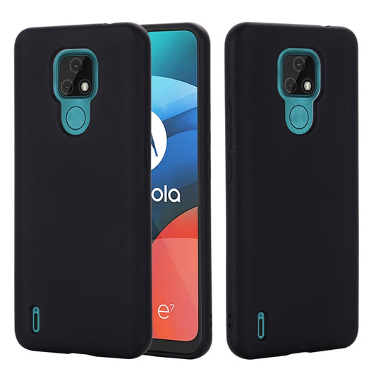 For Motorola Moto E7 2020 Pure Color Liquid Silicone Shockproof Full Coverage Case(Black) - Motorola Cases by buy2fix | Online Shopping UK | buy2fix
