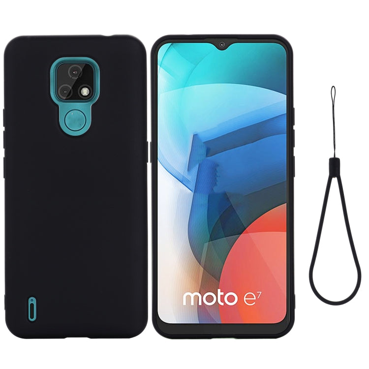 For Motorola Moto E7 2020 Pure Color Liquid Silicone Shockproof Full Coverage Case(Black) - Motorola Cases by buy2fix | Online Shopping UK | buy2fix
