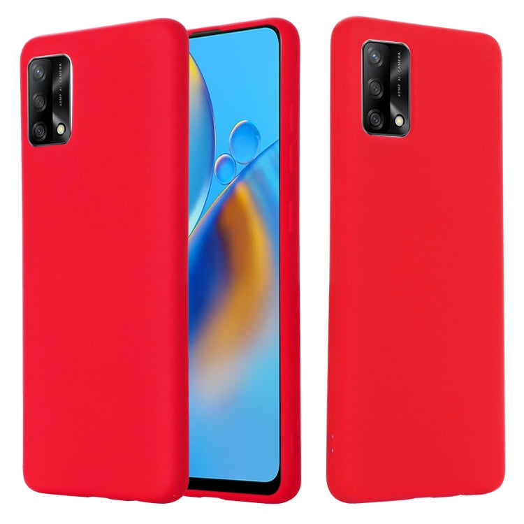 For OPPO A74 4G / F19 Pure Color Liquid Silicone Shockproof Full Coverage Case(Red) by buy2fix