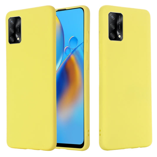 For OPPO A74 4G / F19 Pure Color Liquid Silicone Shockproof Full Coverage Case(Yellow) by buy2fix