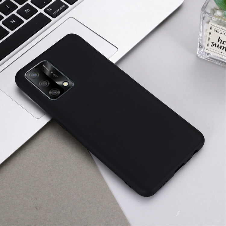 For OPPO A74 4G / F19 Pure Color Liquid Silicone Shockproof Full Coverage Case(Black) by buy2fix